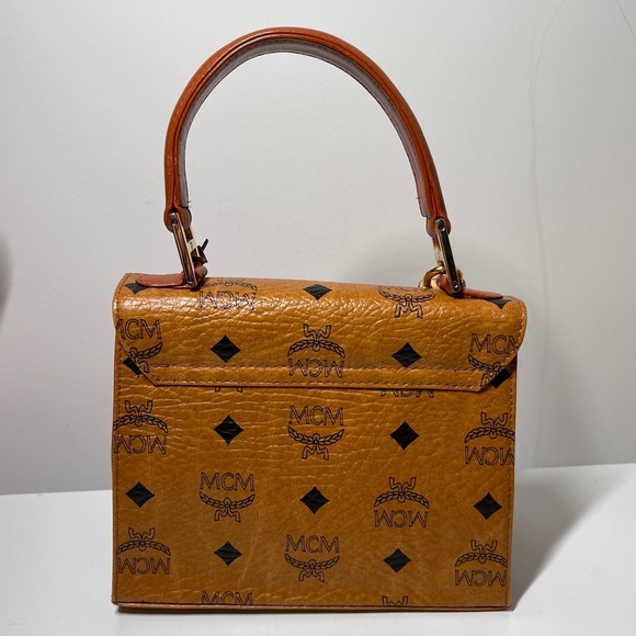 MCM RARE Visetos Kelly Mini Handbag Brown Leather Shoulder Crossbody Bag vintage - Picture 6 of 15